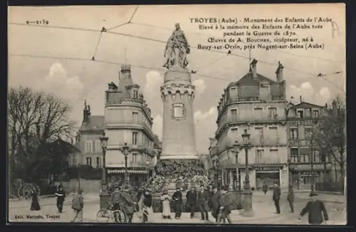 AK Troyes /Aube, Monument des Enfants de l`Aube, élevé à la mémoire de la Guerre de 1870