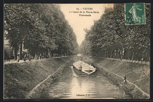 AK Troyes, Le Canal de la Haute-Seine Promenade