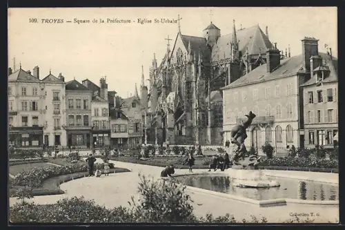 AK Troyes, Square de la Préfecture, Église St-Urbain