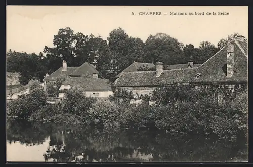 AK Chappes, Maisons au bord de la Seine