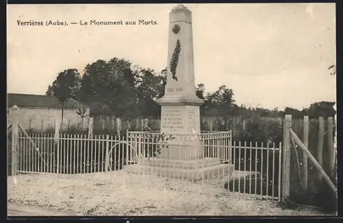 AK Verrières /Aube, Le Monument aux Morts