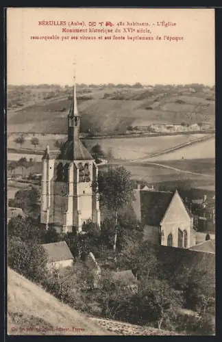 AK Bérulles, L`Église monument historique remarquable par ses vitraux et ses fonts baptismaux du XVIe siècle