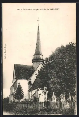 AK Barberey, Église de Barberey et son cimetière adjacent