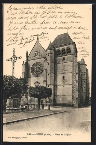 AK Bar-sur-Seine /Aube, Place de l`Église