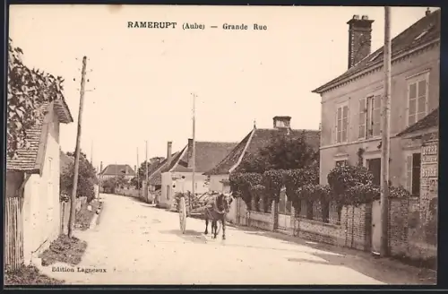 AK Ramerupt /Aube, Grande Rue avec charrette tirée par un cheval