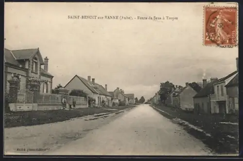 AK Saint-Benoît-sur-Vanne /Aube, Route de Sens à Troyes