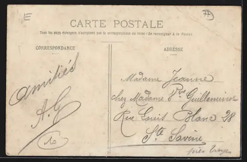 AK Lusigny /Aube, Route Nationale avec maisons et arbres alignés