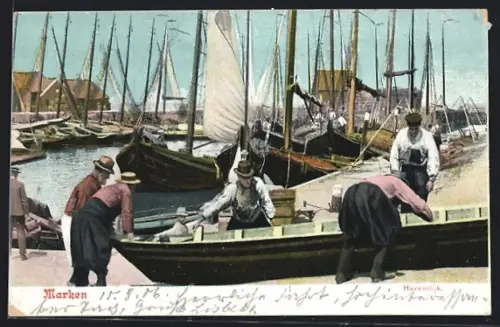 AK Marken, Havendijk, Segelboote liegen im Hafen