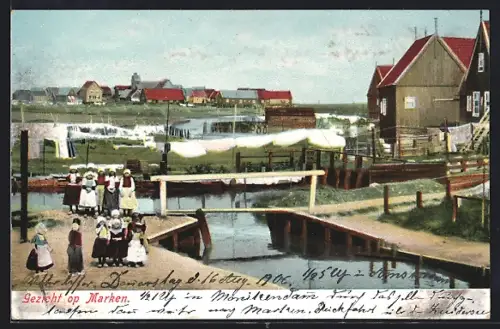 AK Marken, Panorama mit Wäscheleine