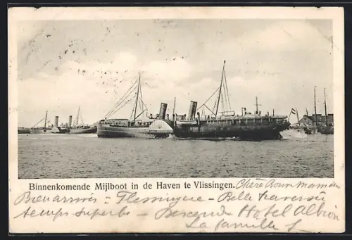AK Vlissingen, Binnenkomende Mijlboot in de Haven