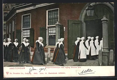 AK Amsterdam, Burgerweesmeisjes met ingang Nieuwe kerk