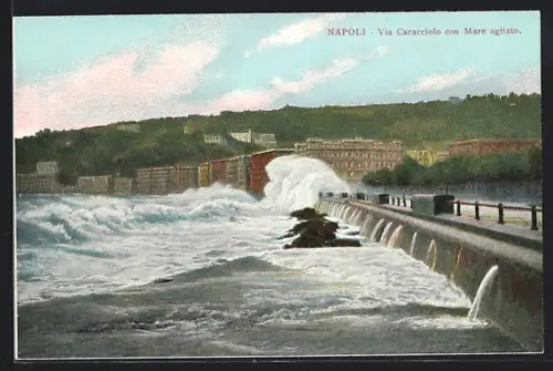 AK Napoli, Via Caracciolo con Mare agitato