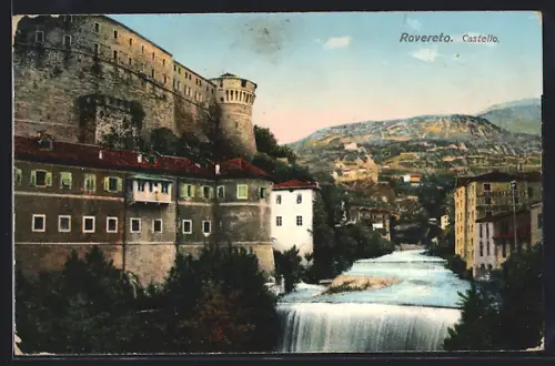AK Rovereto, Schloss mit Wasserfall