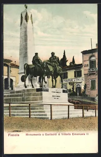 AK Fiesole, Monumento a Garibaldi & Vittorio Emanuele II.