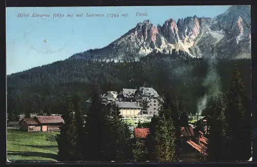 AK Karersee /Tirol, Hotel Karersee mit Latemar