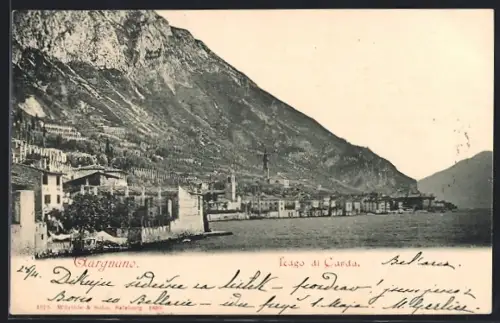 AK Gargnano /Lago di Garda, Ortspanorama vom Wasser aus