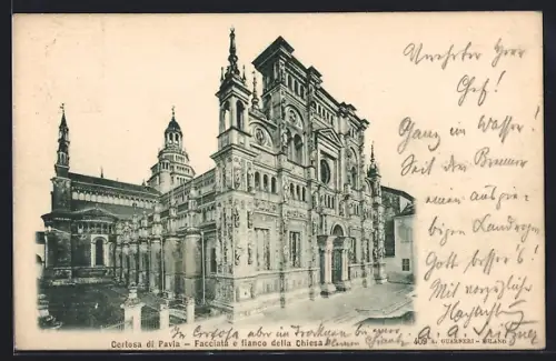 AK Pavia, Cerlosa di Pavia, Facciata e fianco della Chiesa