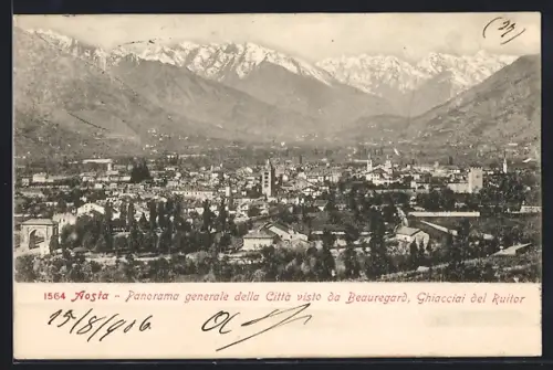 AK Aosta, Panorama generale della Città visto da Beauregard, Ghiacciai del Ruitor