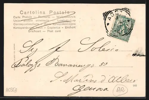 AK Aosta, Panorama generale della Città visto da Beauregard, Ghiacciai del Ruitor