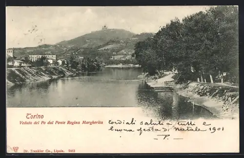 AK Torino, Veduta del Po dal Ponte Regina Margherita