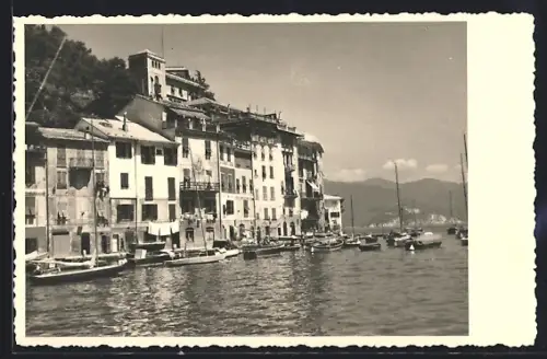 Foto-AK Portofino, Panorama mit Booten