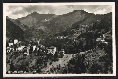 AK Cervatto /Valsesia, Panorama mit Burg
