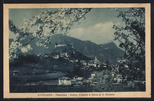 AK Avigliana, Panorama, antico Castello e Sacre di S. Michele