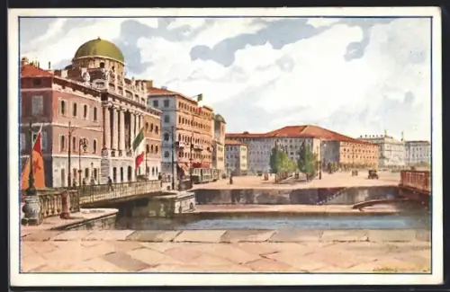 Künstler-AK Trieste, Riva 3 Novembre