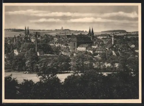 AK Hof a. d. Saale, Stadtansicht mit Kirchen und Türmen