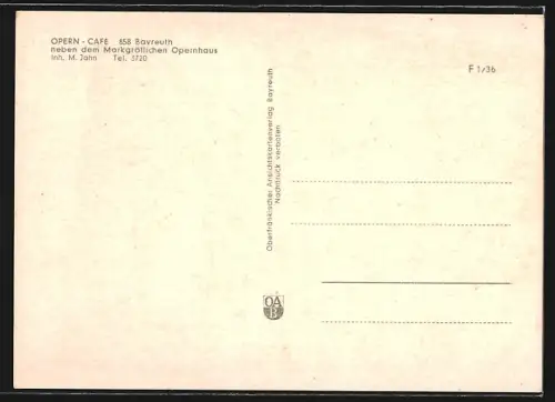 AK Bayreuth, Opern-Café, Innenansichten, Terrasse, Inh. M. Jahn