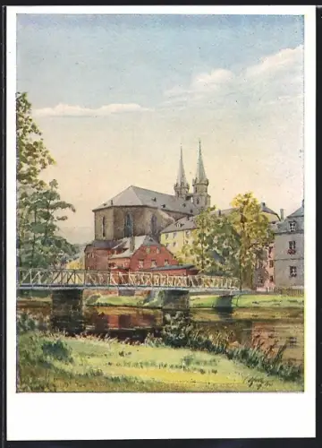 Künstler-AK Hof, Blick gegen die Michaeliskirche