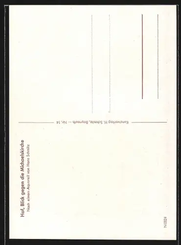 Künstler-AK Hof, Blick gegen die Michaeliskirche