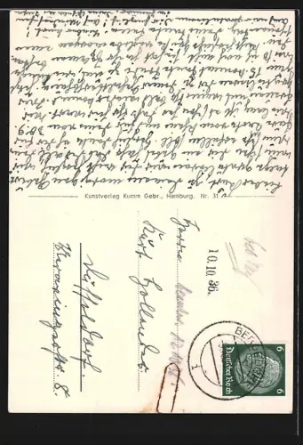 AK Hamburg-Bergedorf, Kirche, Boote auf dem Wasser