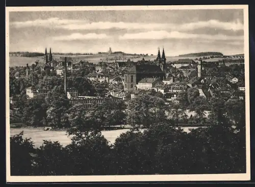 AK Hof a. d. Saale, Stadtansicht mit Kirchen und historischen Gebäuden