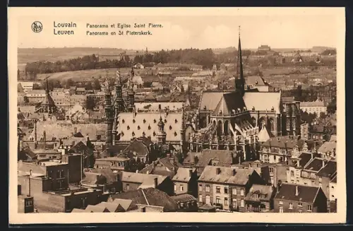AK Louvain, Panorama et Eglise Saint Pierre