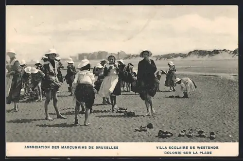 AK Bruxelles, Association des Marcunvins, Villa scolaire de Westende, Colonie sur la plage