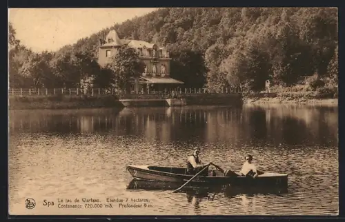 AK Spa /Lac de Warfaaz, Panorama mit Boot