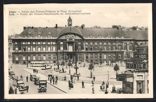 AK Liège, Palais des Princes-Evêques et Place St-Lambert, Strassenbahn