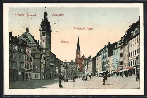 AK Altenburg /S.-A., Rathaus, Brüderkirche, Markt