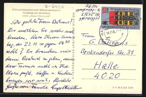 AK Neuhaus am Rennweg, HOG Haus Oberland, Strassenansicht