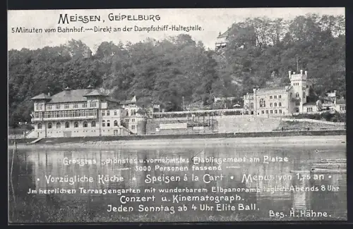 AK Meissen, Gasthaus Geipelburg, Bes. H. Hähne