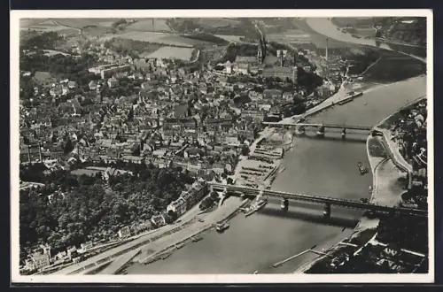 AK Meissen / Elbe, Blick vom Flugzeug auf den Ort