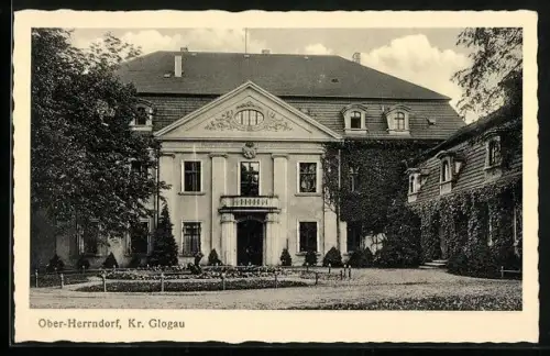 AK Ober-Herrndorf /Glogau, Herrenhaus mit Anlagen
