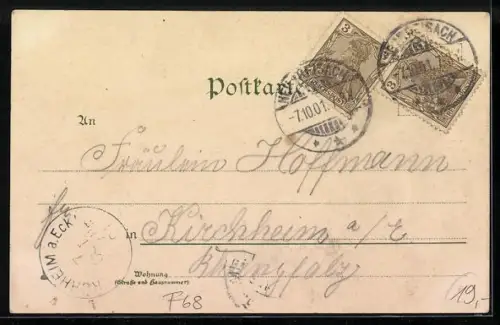 Lithographie Neubreisach, Artillerie-Kaserne, Garnison-Verwaltung, Unteroffizier-Vorschule, Infanterie-Kaserne