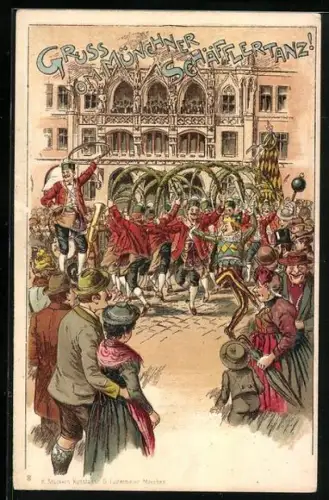 Künstler-AK München, Münchner Schäfflertanz