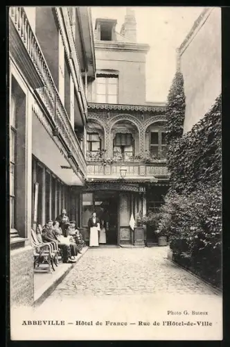 AK Abbeville, Hotel de France, Rue de l`Hotel-de-Ville
