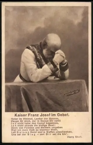 AK Kaiser Franz Josef I. von Österreich beim Gebet