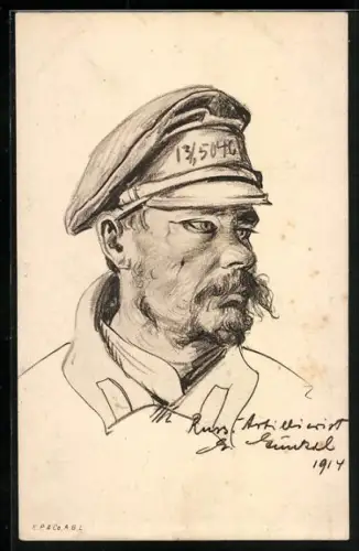 Künstler-AK Kriegsgefangener russischer Artillerist