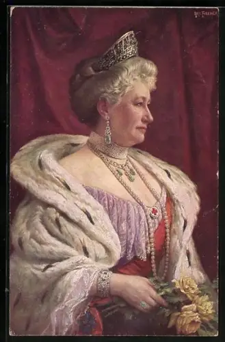 AK Kaiserin Auguste Victoria von Preussen mit Diadem, Rotes Kreuz