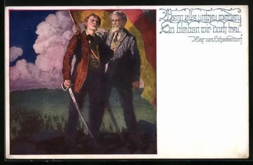 AK Wenn alle untreu werden..., Studenten mit Fahne